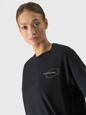 T-shirt oversize z nadrukiem damski - czarny 4F