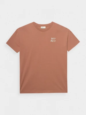 T-shirt oversize z nadrukiem damski - pomarańczowy OUTHORN