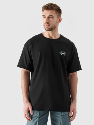 T-shirt oversize z nadrukiem męski - czarny 4F