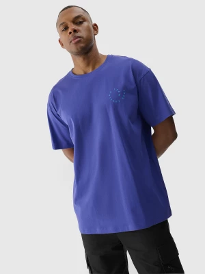 T-shirt oversize z nadrukiem męski - fioletowy 4F