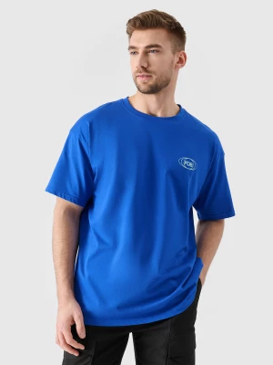 T-shirt oversize z nadrukiem męski - kobaltowy 4F