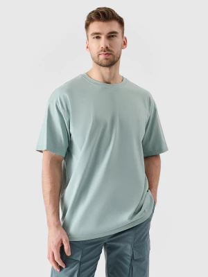 T-shirt oversize z nadrukiem męski - miętowy 4F