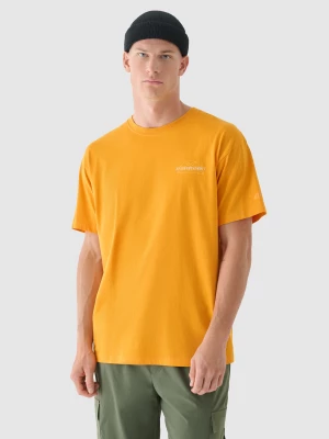 T-shirt oversize z nadrukiem męski - pomarańczowy 4F