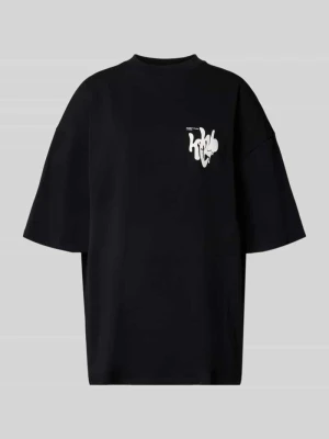 T-shirt oversize z nadrukiem z logo marki Karo Kauer Czarny