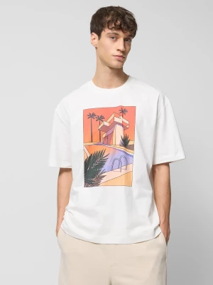 T-shirt oversize z nadukiem męski Outhorn - złamana biel