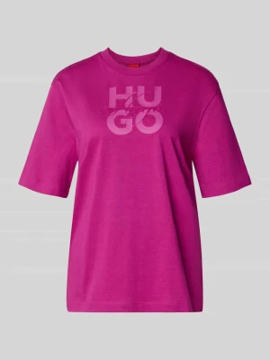 t-shirt oversized z czystej bawełny model 'Dashire_5' Hugo Mocnoróżowy