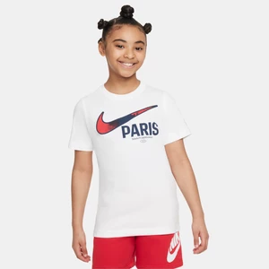 T-shirt piłkarski dla dużych dzieci Nike Paris Saint-Germain Swoosh - Biel