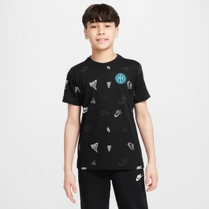 T-shirt piłkarski z nadrukiem dla dużych dzieci Nike Inter Mediolan - Czerń
