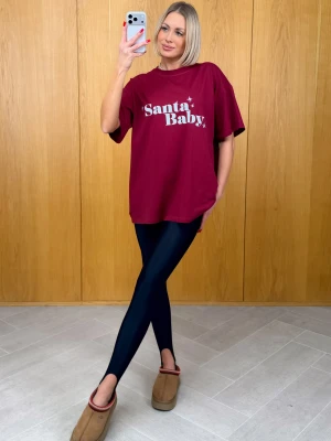 T-shirt Print Santa Baby Bordowy ClothStore