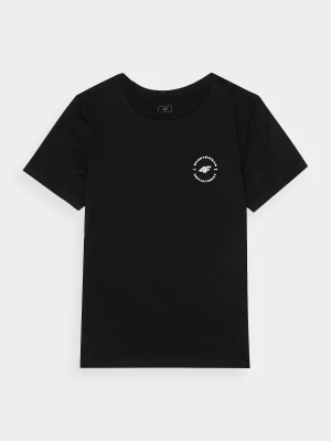 T-shirt regular gładki chłopięcy - czarny 4F