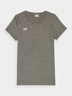 T-shirt regular gładki damski - średni szary 4F