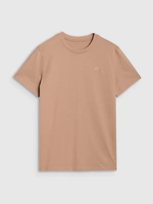4F T-shirt regular gładki męski - beżowy M