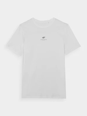 T-shirt regular gładki męski - biały 4F