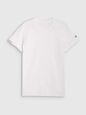4F T-shirt regular gładki męski - biały S