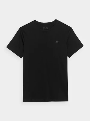 T-shirt regular gładki męski - czarny 4F