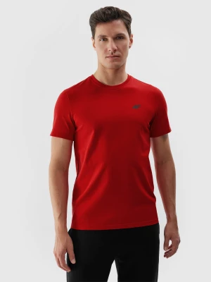 T-shirt regular gładki męski - czerwony 4F