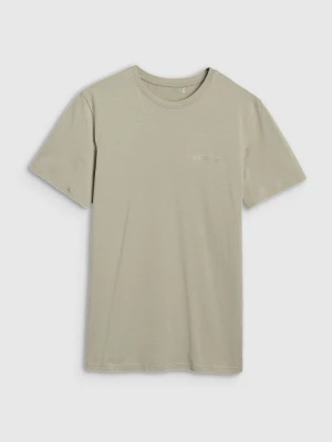 T-shirt regular gładki męski - oliwkowy/khaki 4F