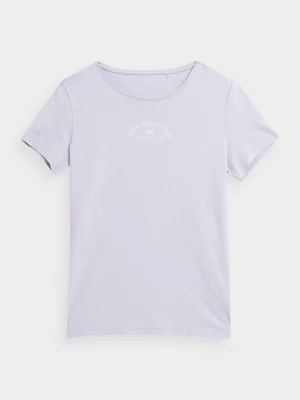 T-shirt regular z bawełny organicznej damski - fioletowy 4F