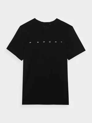 T-shirt regular z bawełny organicznej z nadrukiem męski - czarny 4F