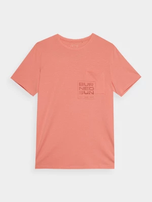 T-shirt regular z bawełny organicznej z nadrukiem męski - pomarańczowy 4F