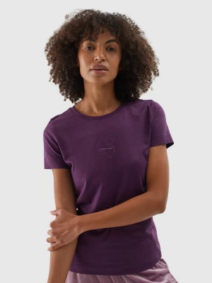 T-shirt regular z dodatkiem materiałów z recyklingu damski - fioletowy 4F