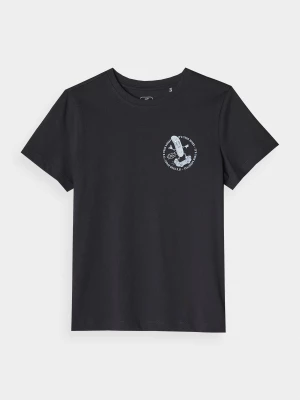 T-shirt regular z nadrukiem chłopięcy - czarny 4F