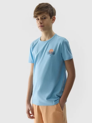 T-shirt regular z nadrukiem chłopięcy - niebieski 4F