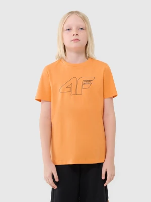 Zdjęcie produktu 4F T-shirt regular z nadrukiem chłopięcy - pomarańczowy 140 (9-10 lat)