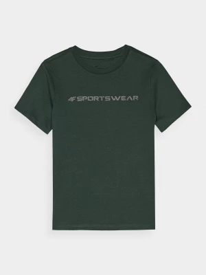 T-shirt regular z nadrukiem chłopięcy - zielony 4F