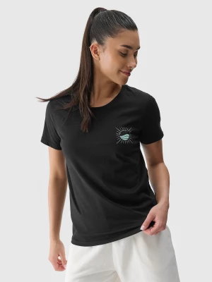 T-shirt regular z nadrukiem damski - czarny 4F