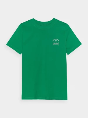 T-shirt regular z nadrukiem damski - zielony 4F