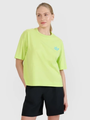4F T-shirt regular z nadrukiem damski - zielony S