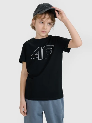 4F T-shirt regular z nadrukiem dziewczęcy - czarny 158 (12-13 lat)