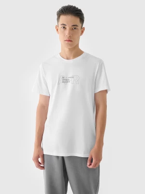 4F T-shirt regular z nadrukiem męski - biały XXL