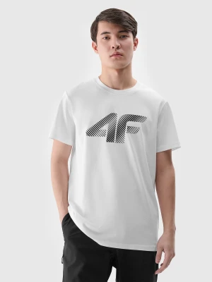 4F T-shirt regular z nadrukiem męski - biały M
