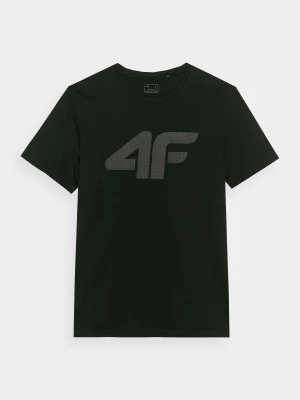 T-shirt regular z nadrukiem męski - czarny 4F