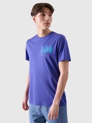 T-shirt regular z nadrukiem męski - fioletowy 4F