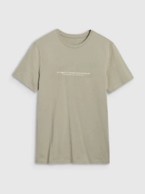 T-shirt regular z nadrukiem męski - khaki 4F