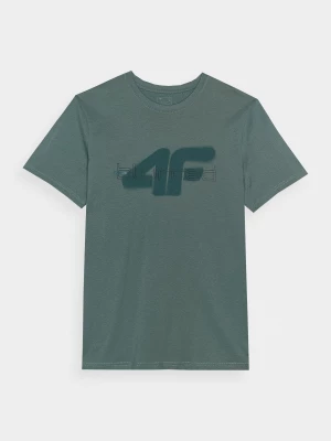 T-shirt regular z nadrukiem męski - oliwkowy 4F