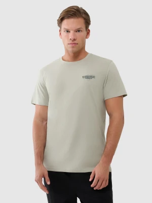 T-shirt regular z nadrukiem męski - oliwkowy/khaki 4F