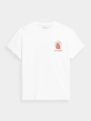 T-shirt regular z nadrukiem męski Outhorn - biały