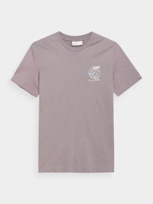 T-shirt regular z nadrukiem męski Outhorn - fioletowy
