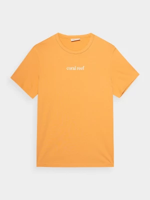 T-shirt regular z nadrukiem męski Outhorn - żółty
