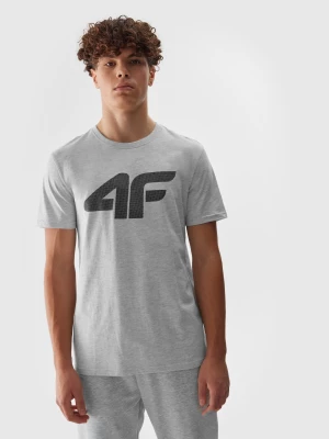 T-shirt regular z nadrukiem męski - szary 4F