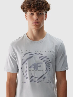 4F T-shirt regular z nadrukiem męski - szary M