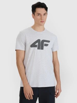 4F T-shirt regular z nadrukiem męski - szary M