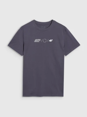 4F T-shirt regular z nadrukiem męski - szary L