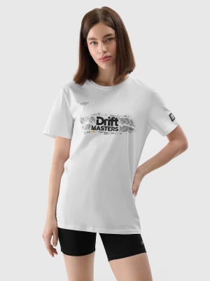 T-shirt regular z nadrukiem uniseks 4F x Drift Masters - biały