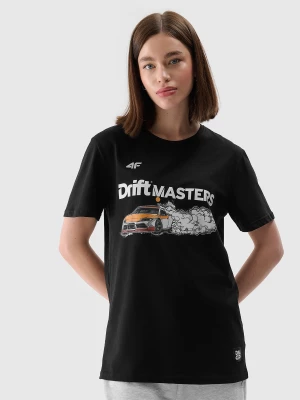 T-shirt regular z nadrukiem uniseks 4F x Drift Masters - czarny