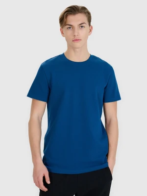 T-shirt regular ze strukturalnej dzianiny męski - turkusowy 4F